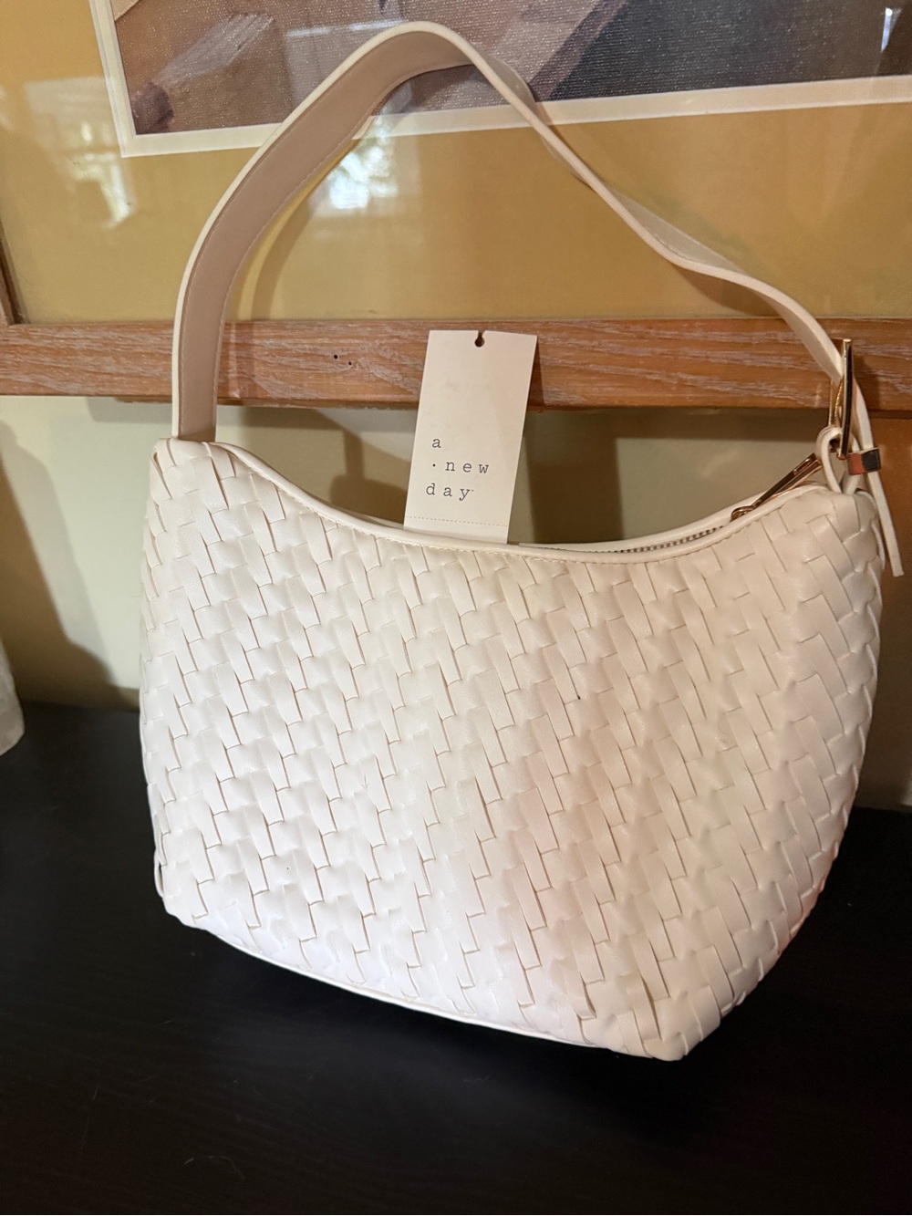 A New Day Slouchy Woven White Shoulder Bag